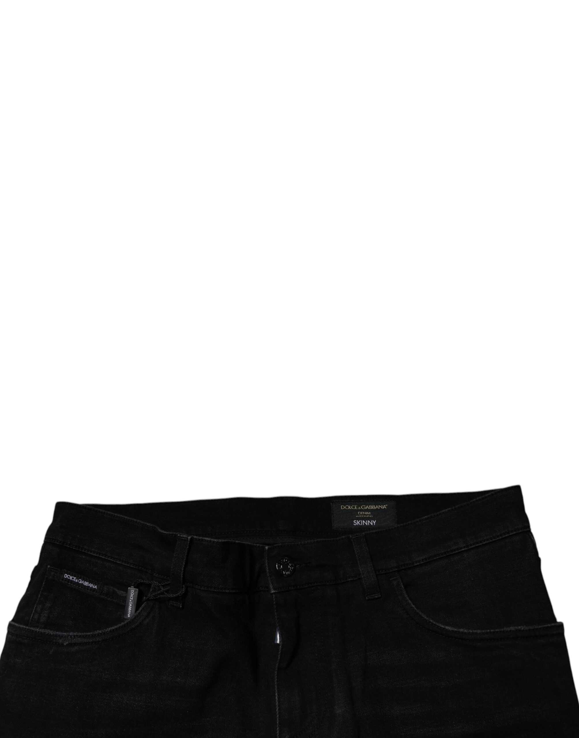 Dolce & Gabbana Black Ripped Cotton Skinny Men's Denim Jeans