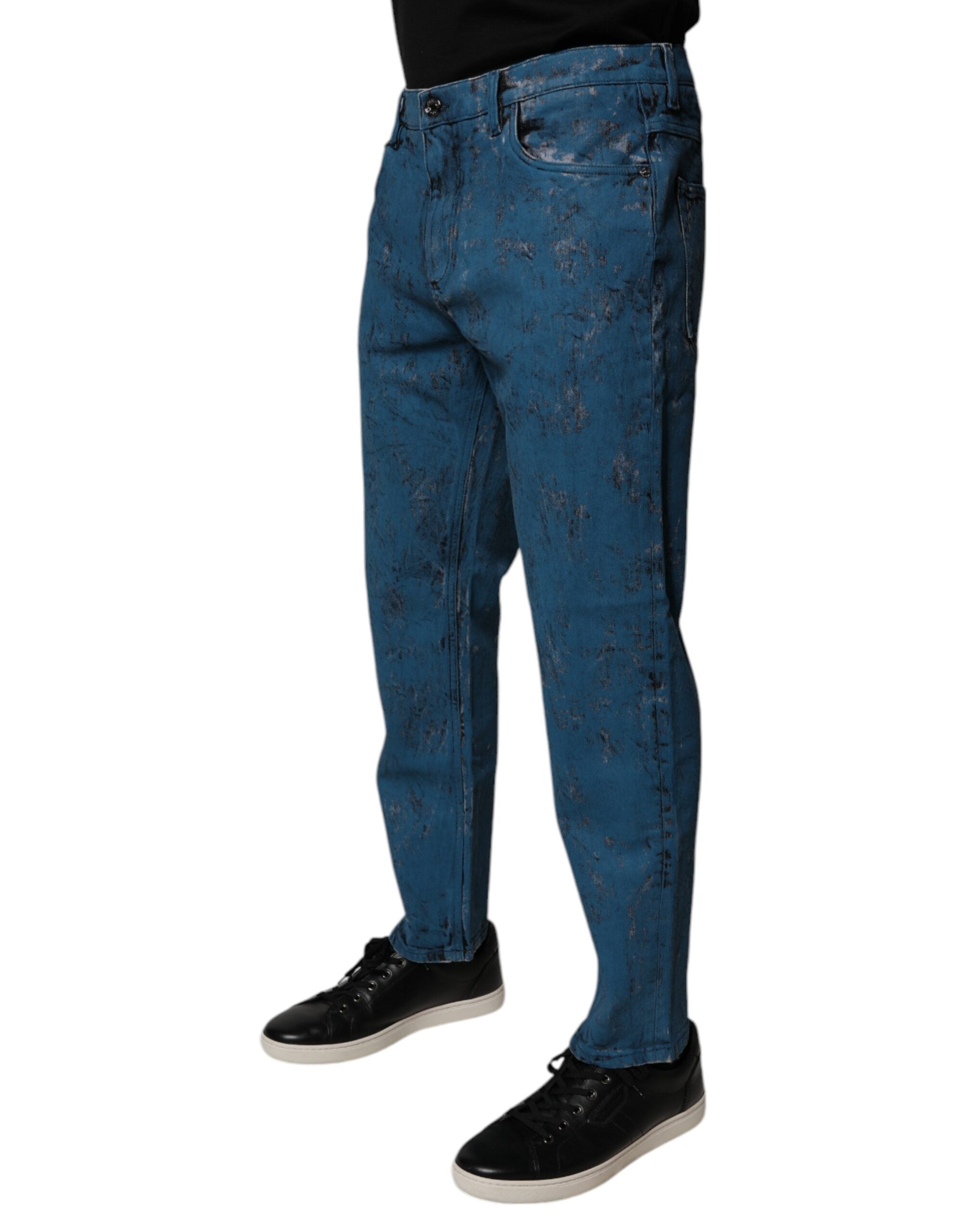 Dolce & Gabbana Blue Tie Dye Cotton Skinny Men's Denim Jeans