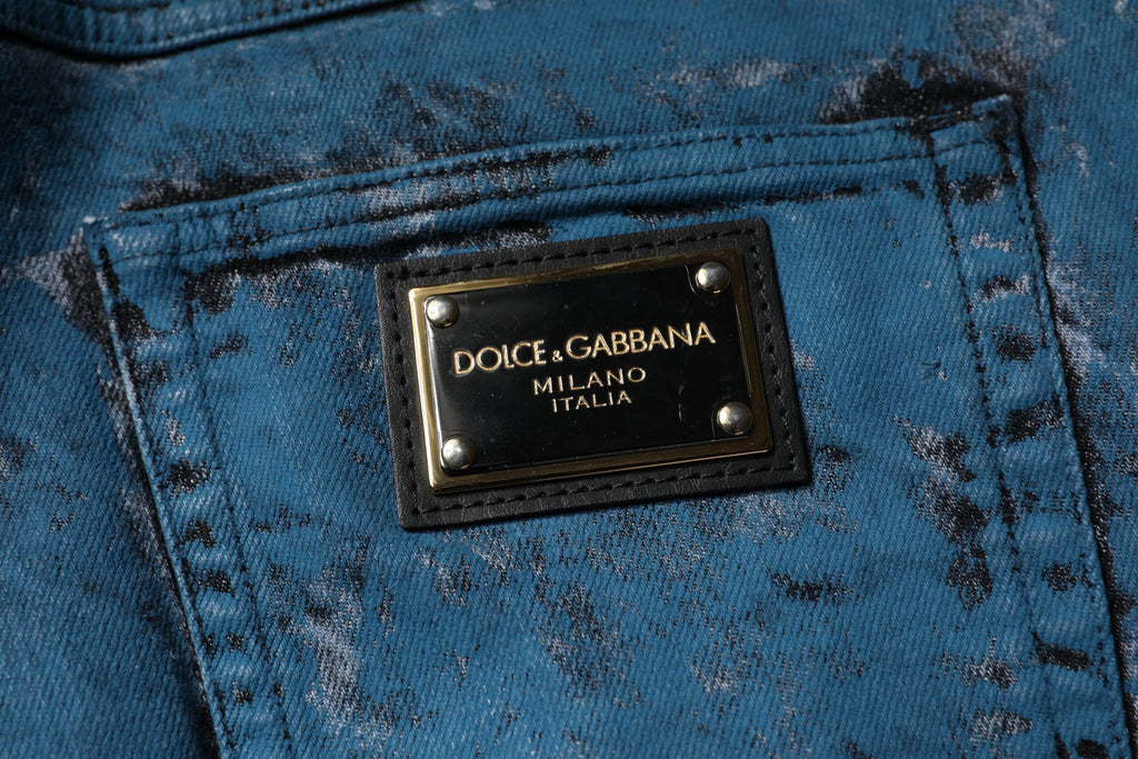 Dolce & Gabbana Blue Tie Dye Cotton Skinny Men's Denim Jeans