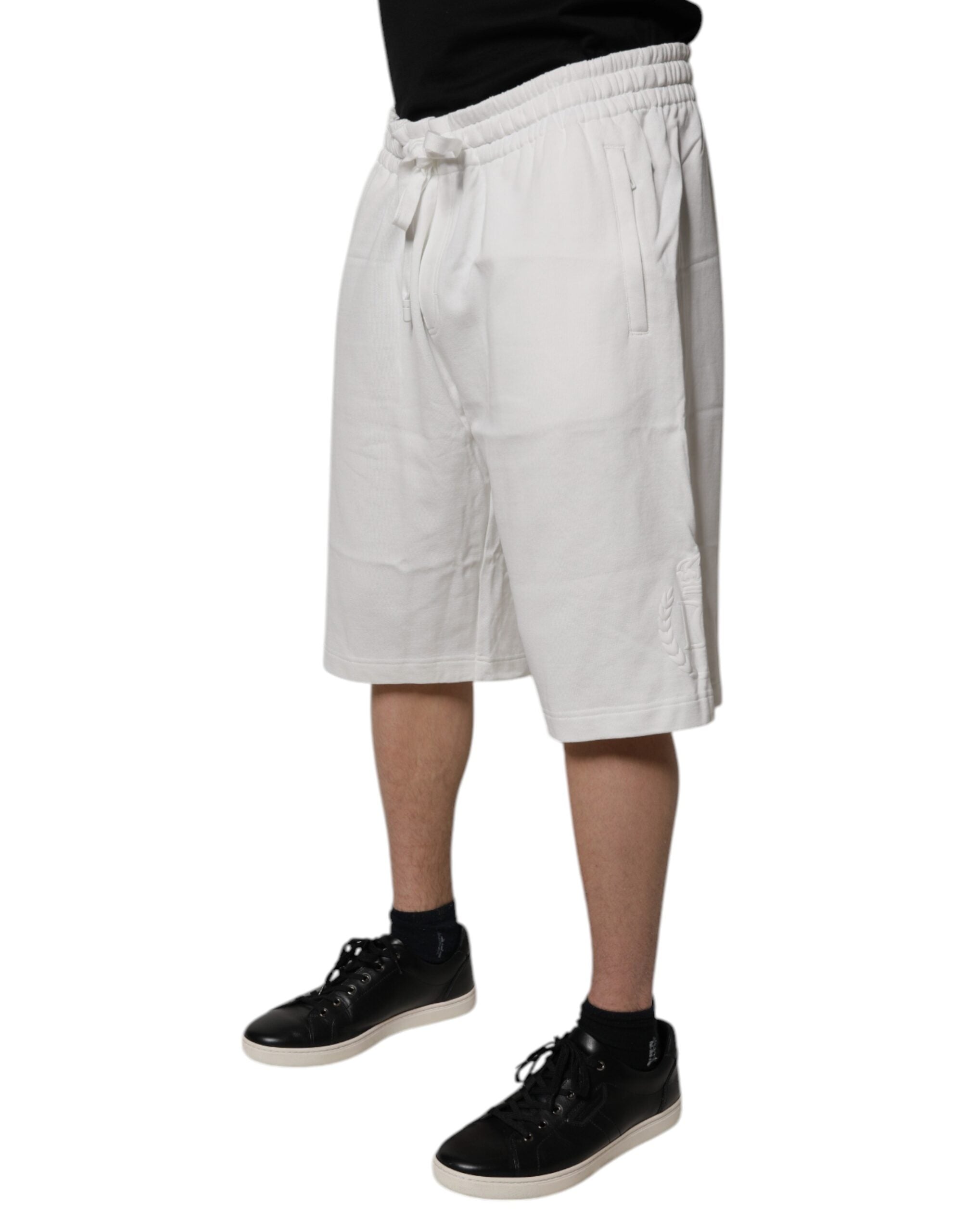 Dolce & Gabbana White Cotton Sweatshorts Men's Bermuda Shorts