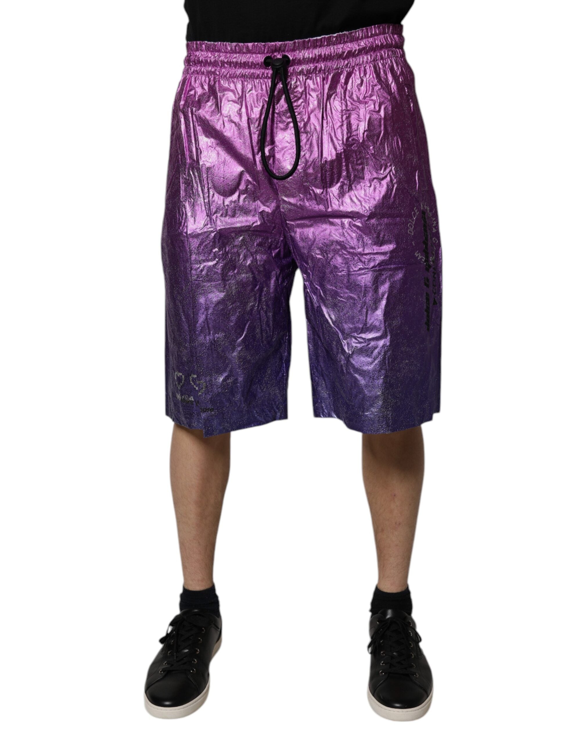 Dolce & Gabbana Metallic Pink Purple Two-Tone Bermuda Shorts