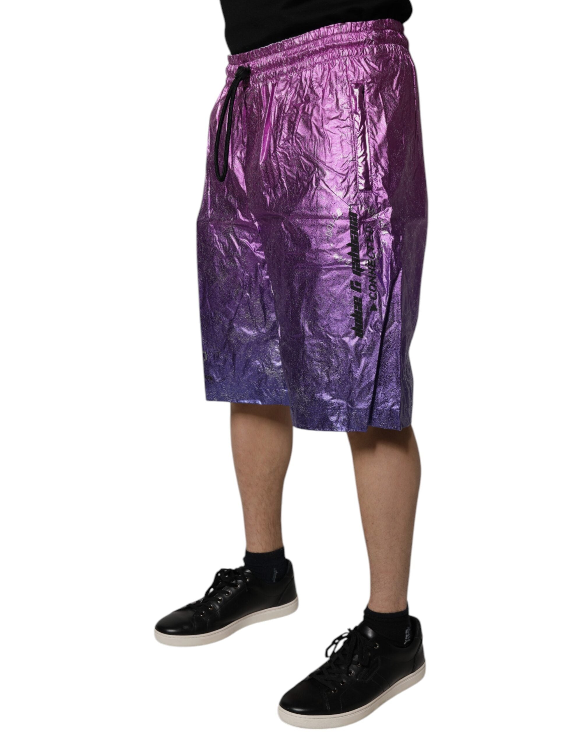 Dolce & Gabbana Metallic Pink Purple Two-Tone Bermuda Shorts