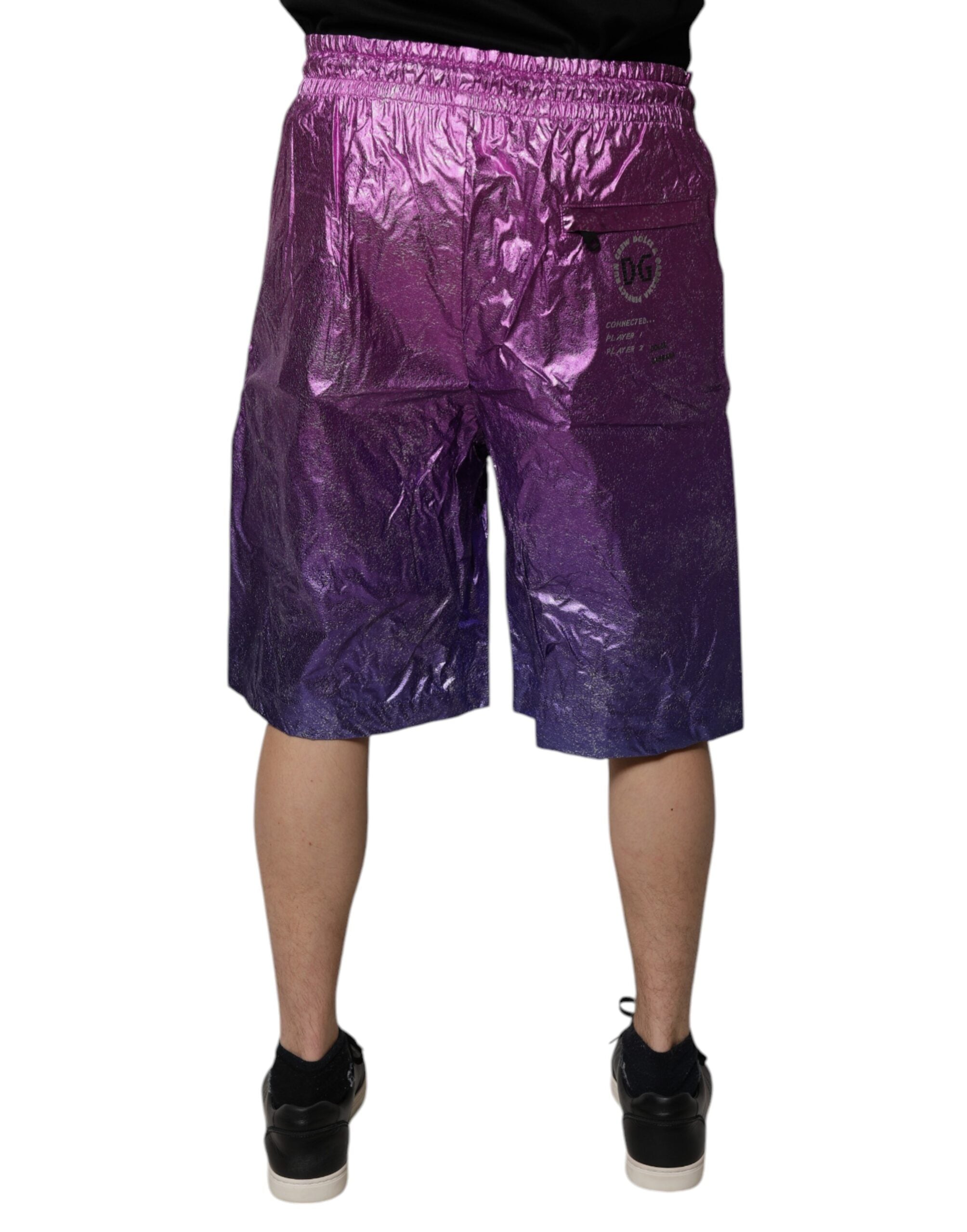 Dolce & Gabbana Metallic Pink Purple Two-Tone Bermuda Shorts