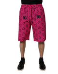 Dolce & Gabbana Pink Heart-Print Cotton Bermuda Shorts