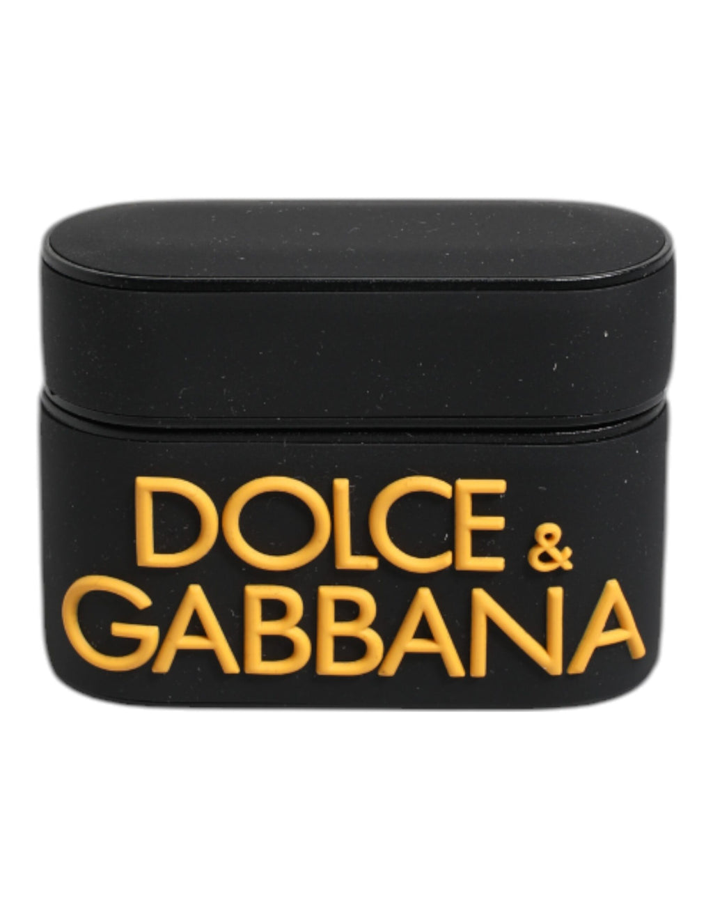 Dolce & Gabbana Black-Yellow Silicone Embossed Logo AirPods Case