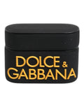 Dolce & Gabbana Black-Yellow Silicone Embossed Logo AirPods Case
