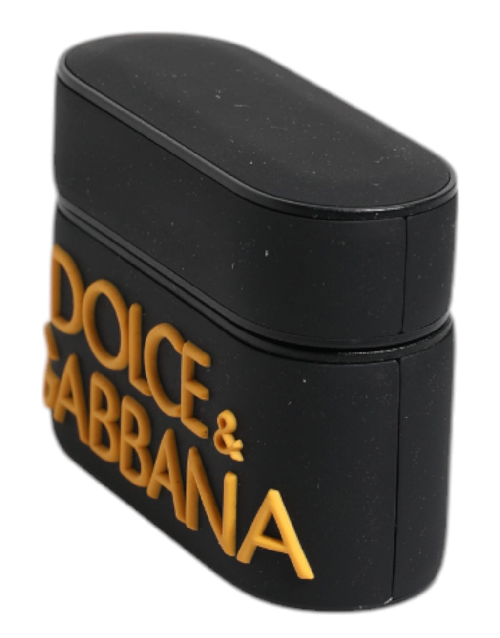 Dolce & Gabbana Black-Yellow Silicone Embossed Logo AirPods Case