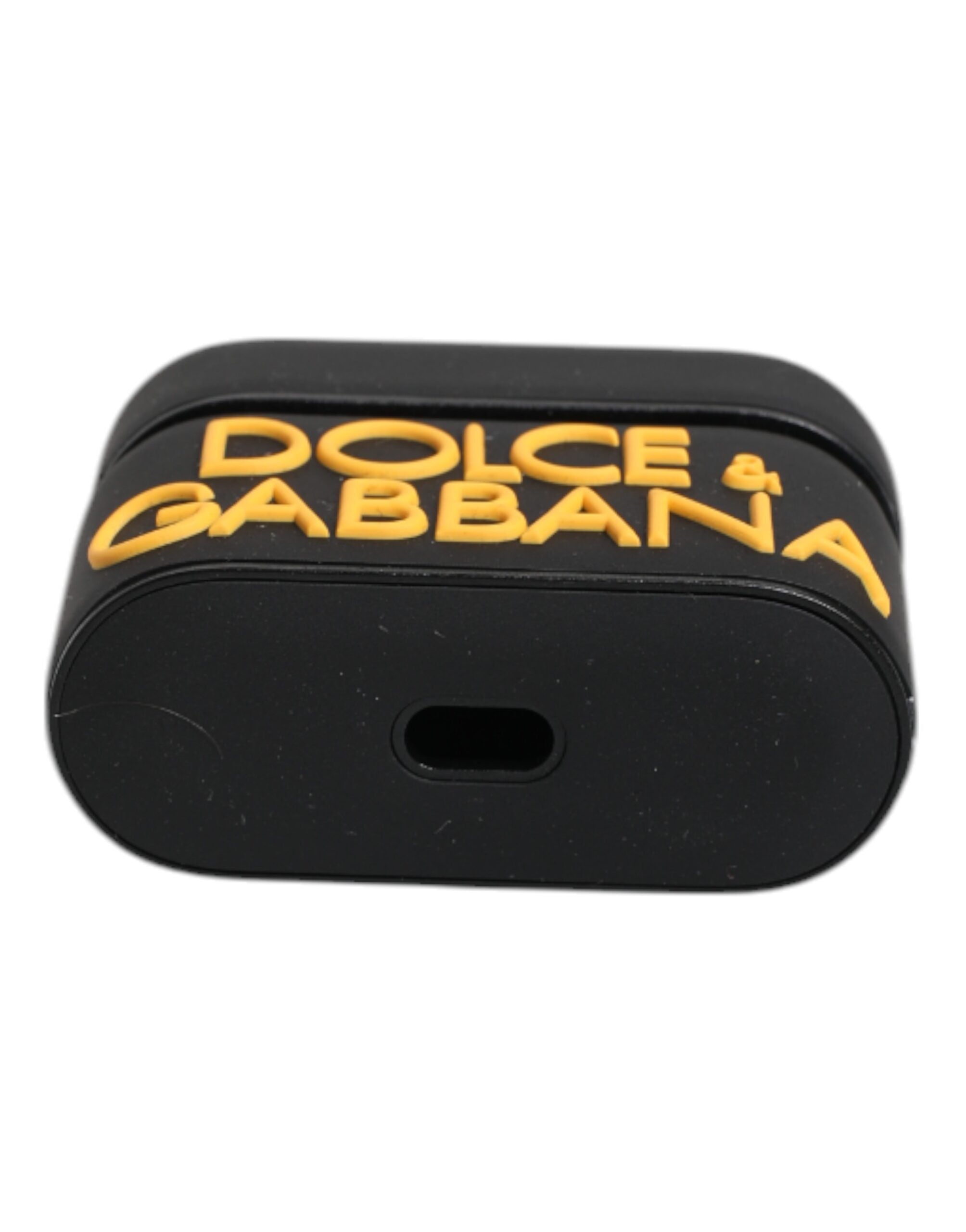 Dolce & Gabbana Black-Yellow Silicone Embossed Logo AirPods Case