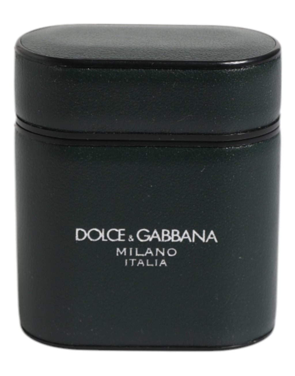Dolce & Gabbana Green Calfskin Logo Print Flip Holder Airpods Case
