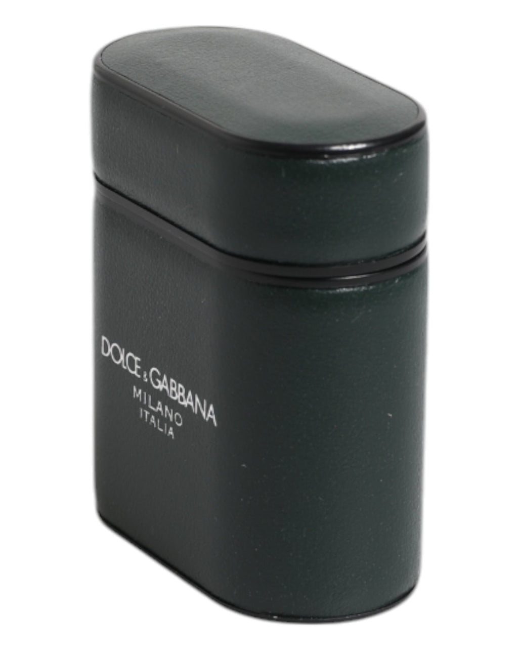 Dolce & Gabbana Green Calfskin Logo Print Flip Holder Airpods Case