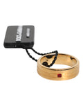 Dolce & Gabbana Gold-Tone Brass Ring with Red Crystal DG Logo