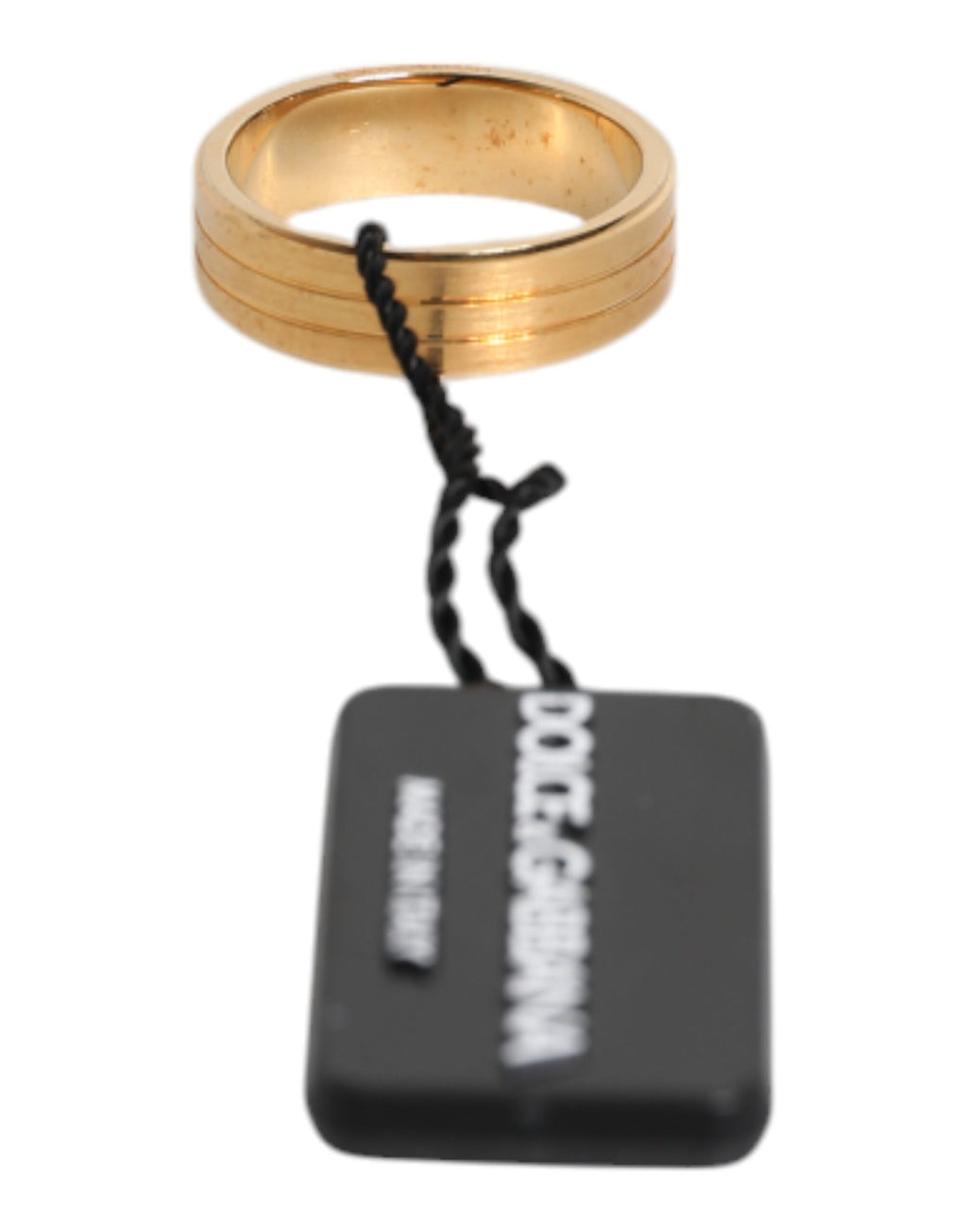 Dolce & Gabbana Gold-Tone Brass Ring with Red Crystal DG Logo