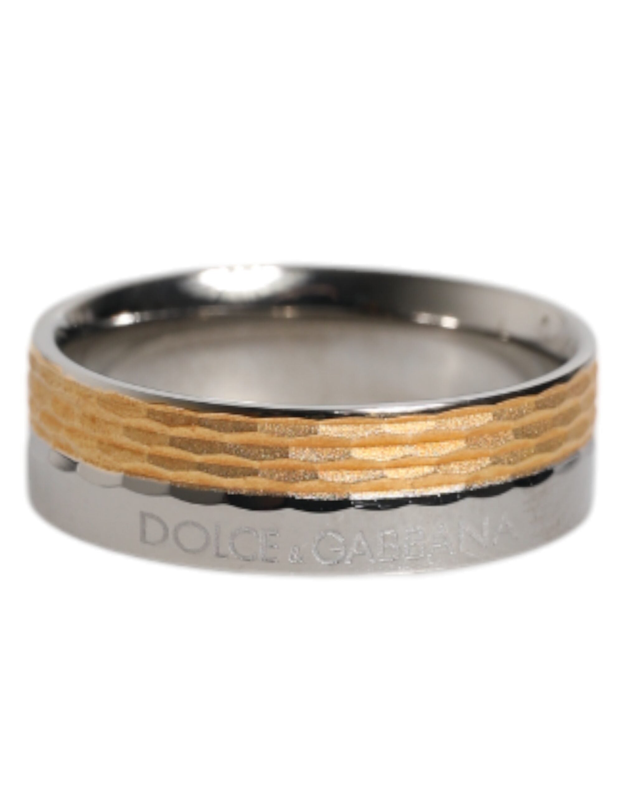 Dolce & Gabbana Gold-Tone Silver-Tone Real Brass DG Logo Ring