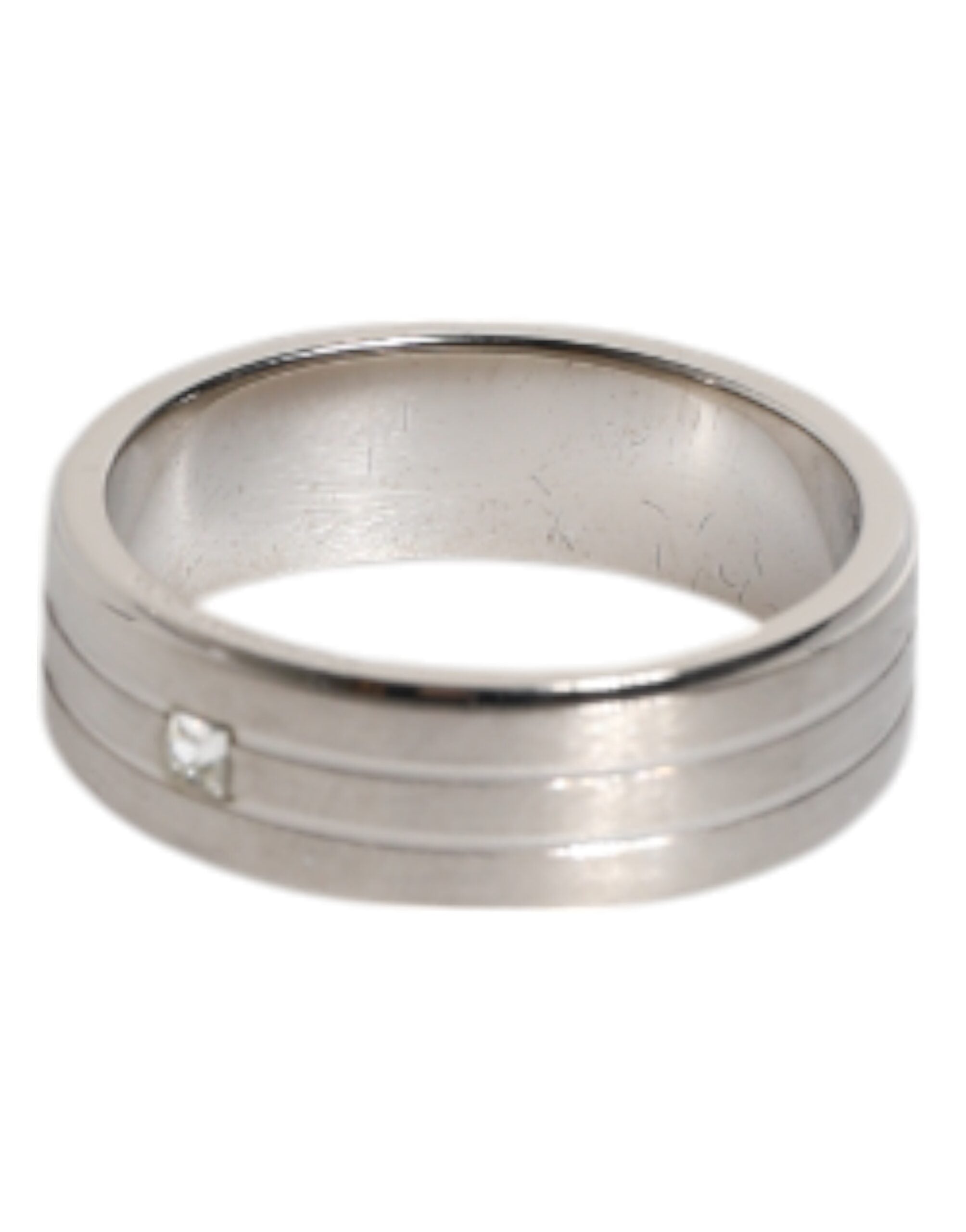 Dolce & Gabbana Silver-tone Brass Ring with Clear Crystal DG Logo