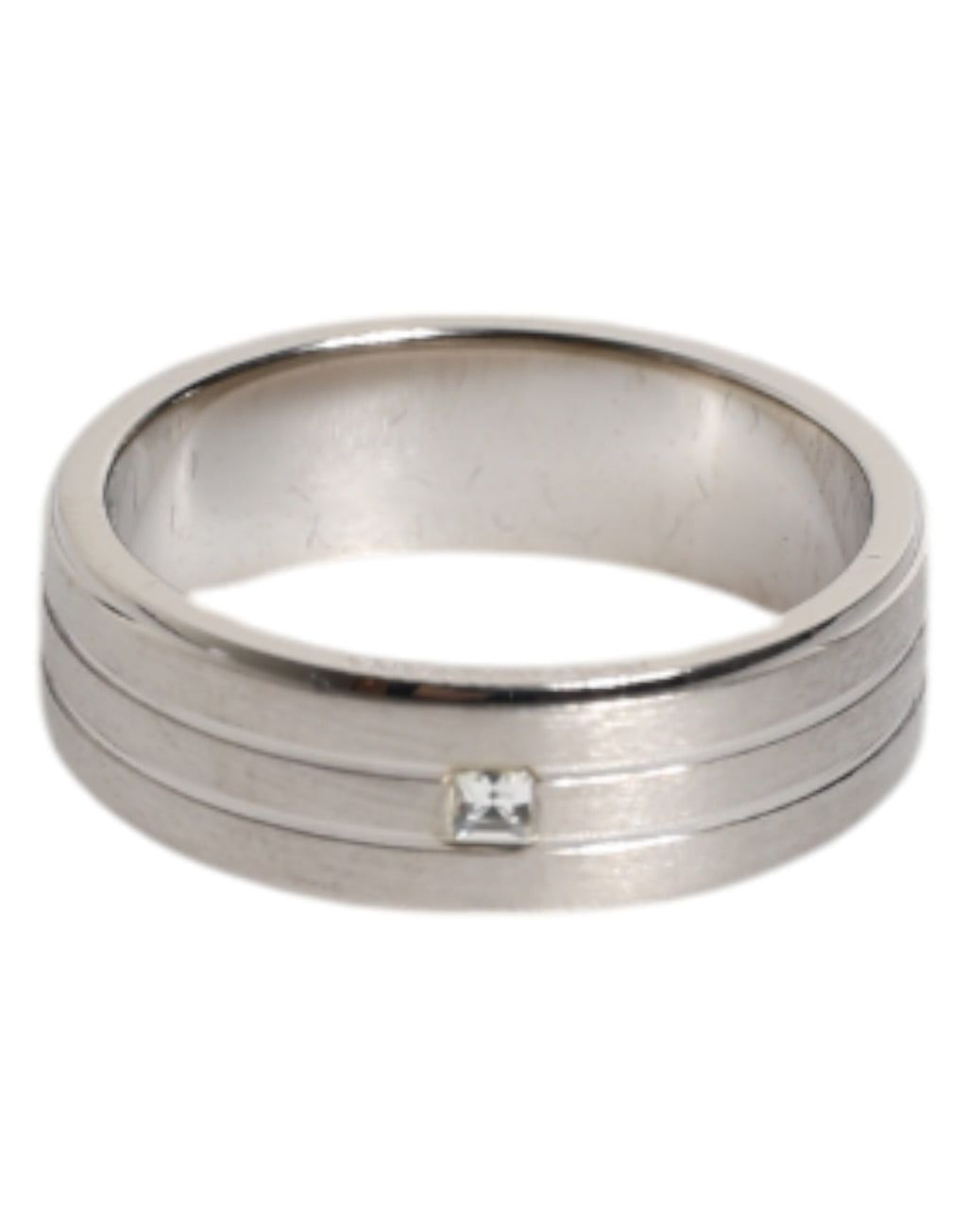 Dolce & Gabbana Silver-tone Brass Ring with Clear Crystal DG Logo