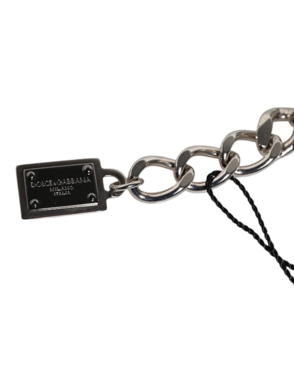 Dolce & Gabbana Silver-Tone Brass Pearl Cube Logo Embellished Charm Bracelet