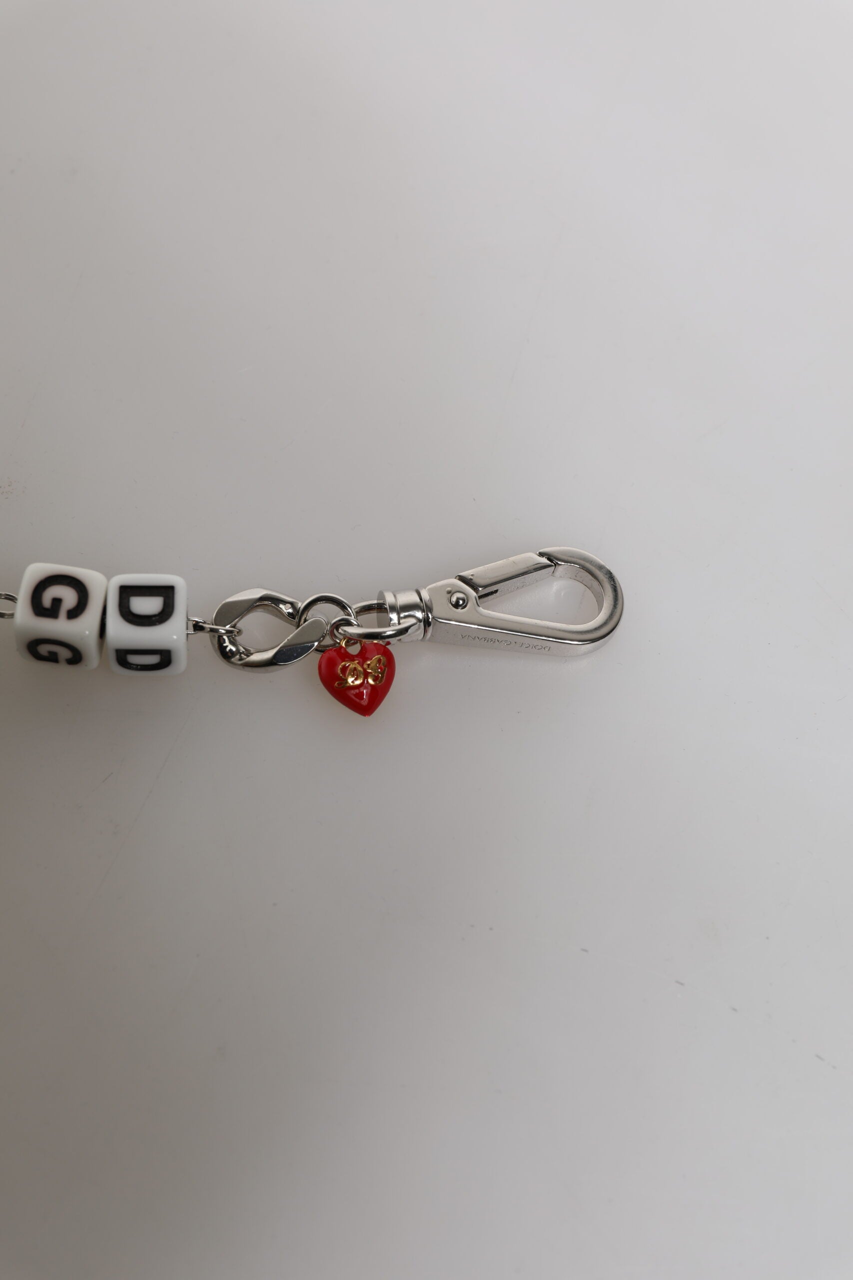 Dolce & Gabbana Silver-Tone Brass Pearl Cube Logo Embellished Charm Bracelet