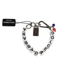 Dolce & Gabbana Silver Brass Chain Cube Logo Embellished Charm Bracelet