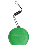 Dolce & Gabbana Green Calfskin Round Logo Hand Mirror Holder