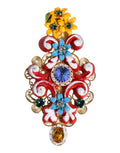 Dolce & Gabbana Multicolor Frühling CARRETTO Gold Messing Kristall Haarspange