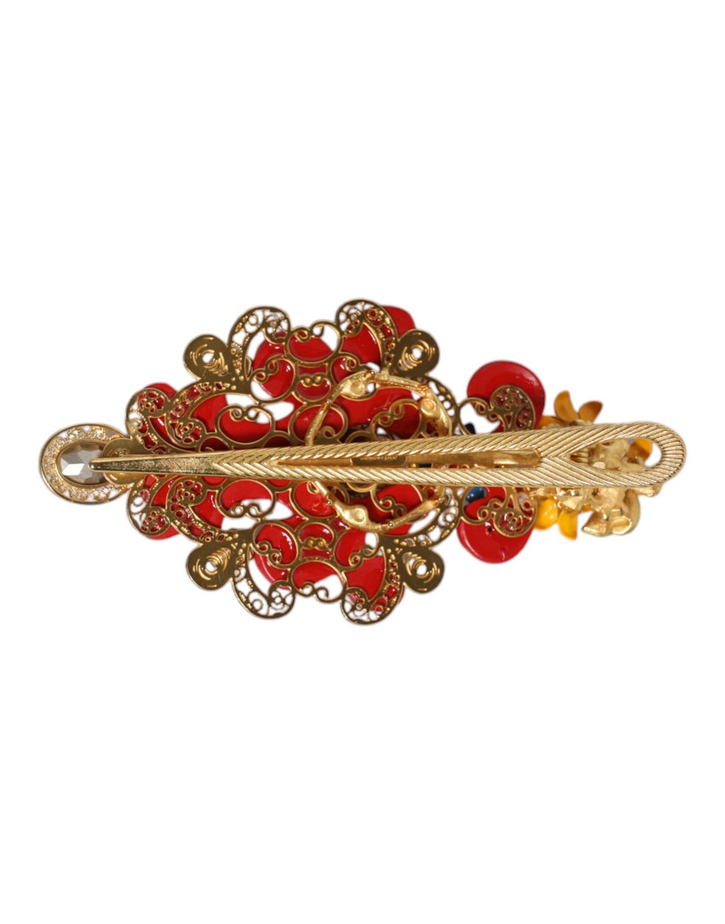 Dolce & Gabbana Multicolor Frühling CARRETTO Gold Messing Kristall Haarspange