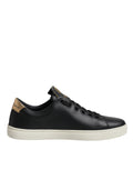 Dolce & Gabbana Schwarz Leder Gold Rot Herz Turnschuhe Schuhe