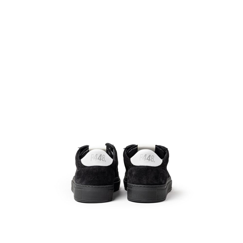 P448 Schwarze Wildleder-Sneaker aus Leder