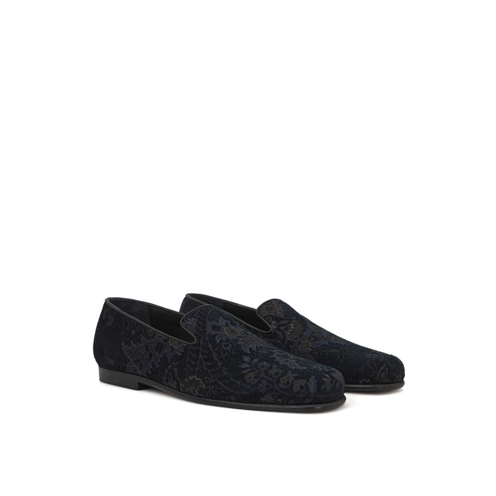 Etro Elegant Blue Leather Slip-On Loafers