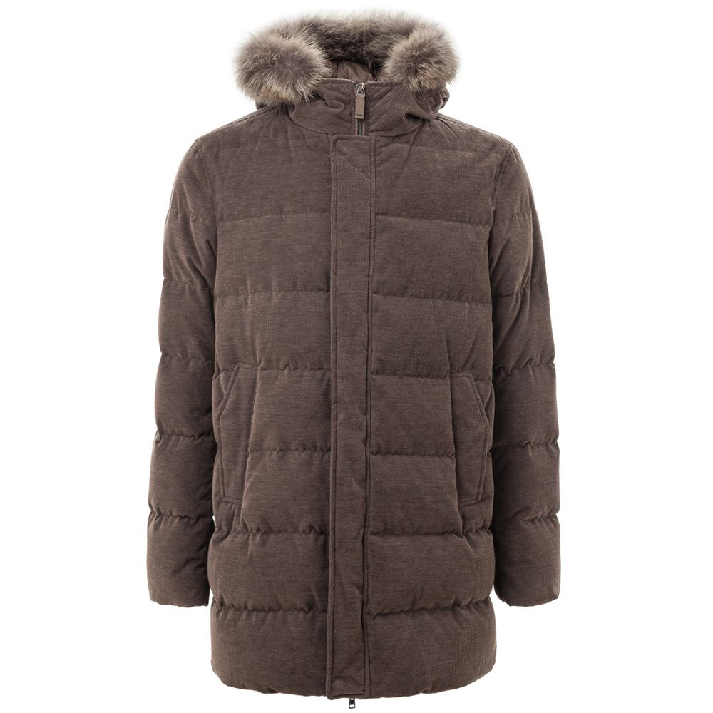 Herno Brown Cotton Bomber Jacket