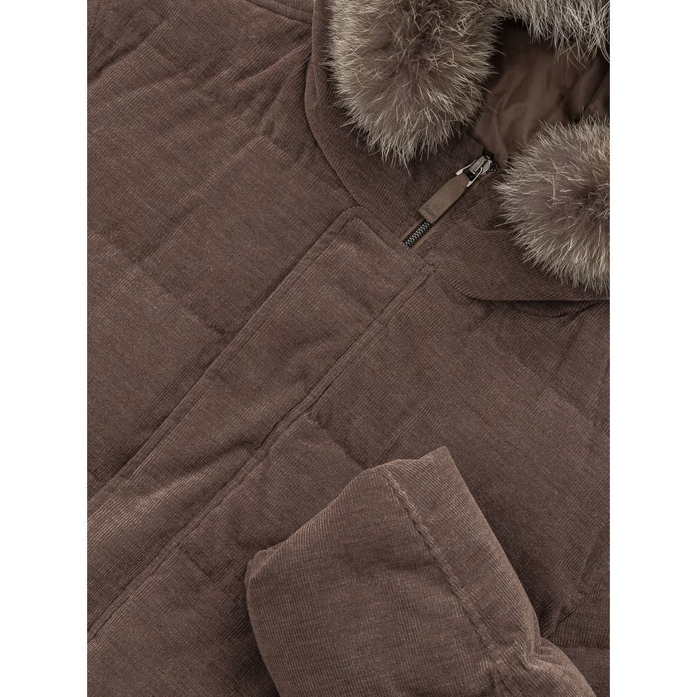 Herno Brown Cotton Bomber Jacket