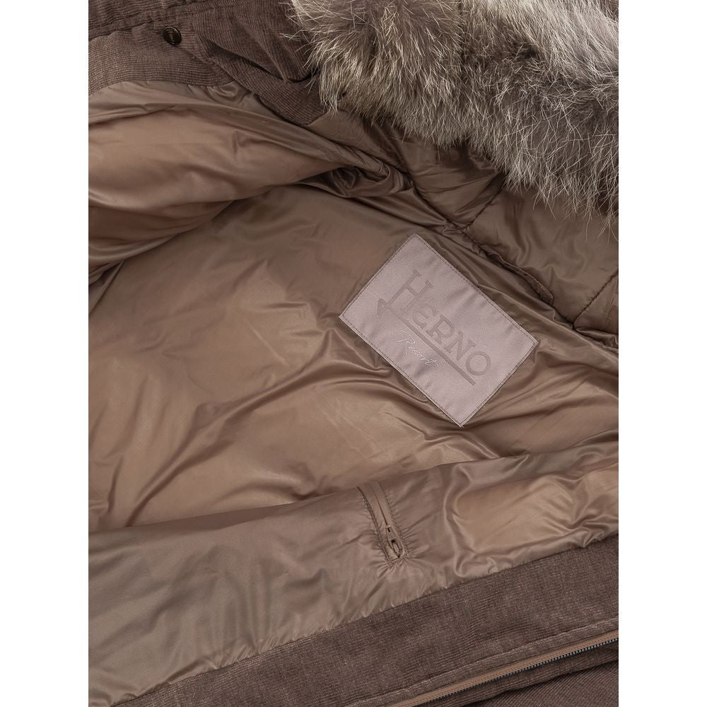 Herno Brown Cotton Bomber Jacket