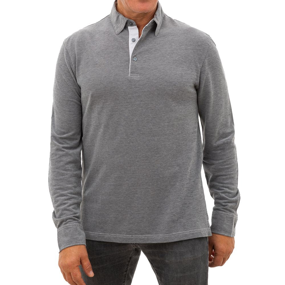 Corneliani Grey Cotton Polo Shirt