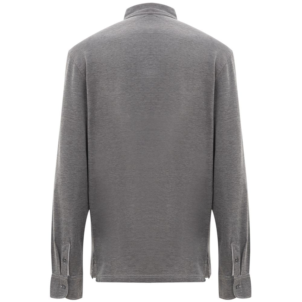 Corneliani Grey Cotton Polo Shirt
