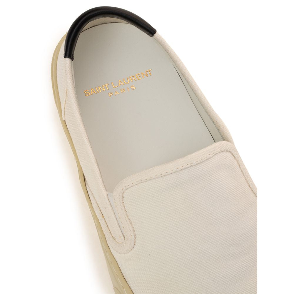 Saint Laurent White Cotton Low-Top Sneakers