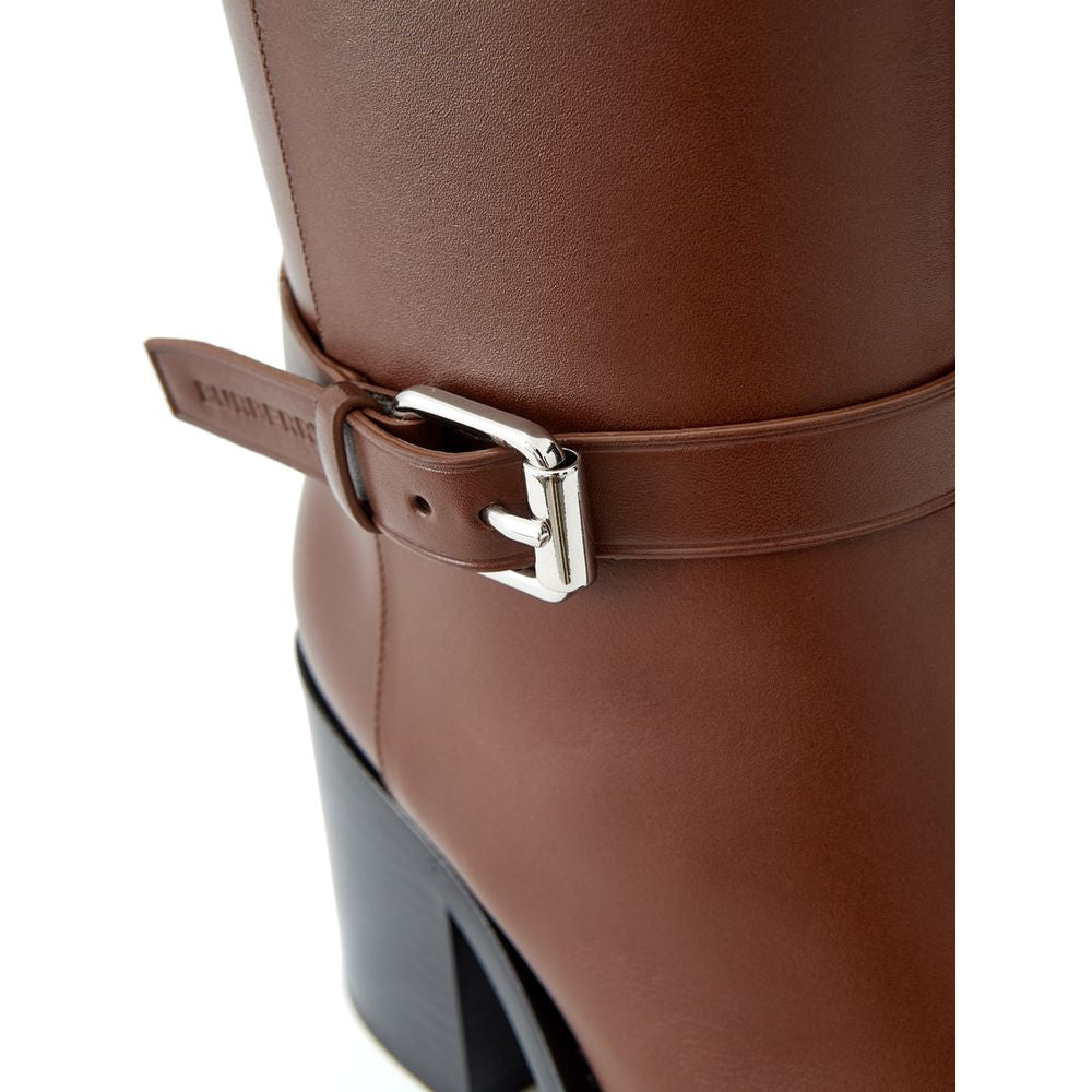 Burberry Braune Leder-Knöchelstiefel