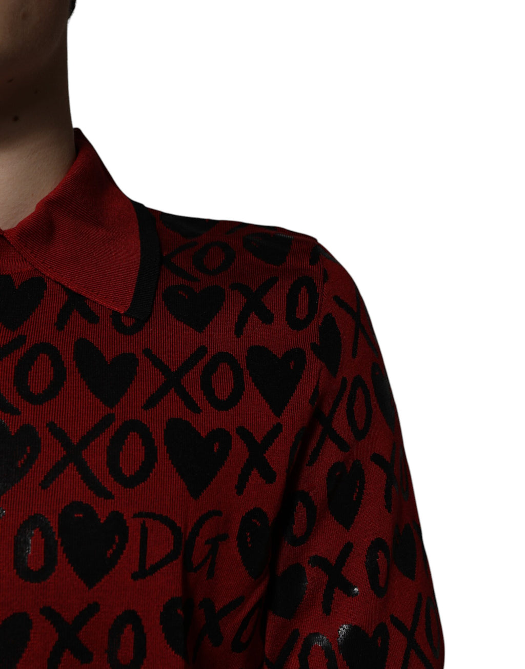 Dolce & Gabbana Red Cotton Polo Shirt with XOXO Collar
