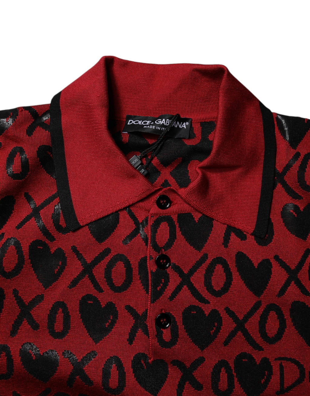 Dolce & Gabbana Red Cotton Polo Shirt with XOXO Collar