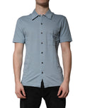 Dolce & Gabbana Blaues Baumwoll-Poloshirt mit Knopfleiste für Männer