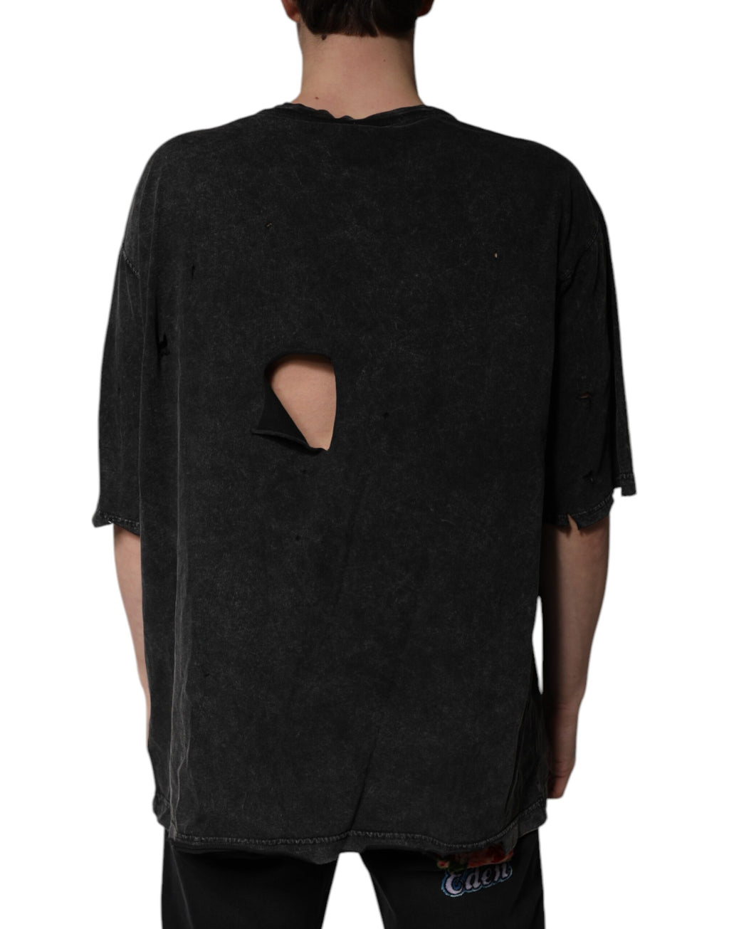Dolce & Gabbana Black Cotton Crew Neck T-Shirt with Graphic Print