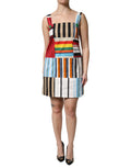 Dolce & Gabbana Multicolor Baumwollstreifen Kleid ohne Ärmel