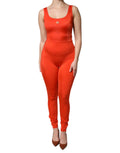 Dolce & Gabbana Orangefarbenes ärmelloses Bodycon-Jumpsuit-Kleid
