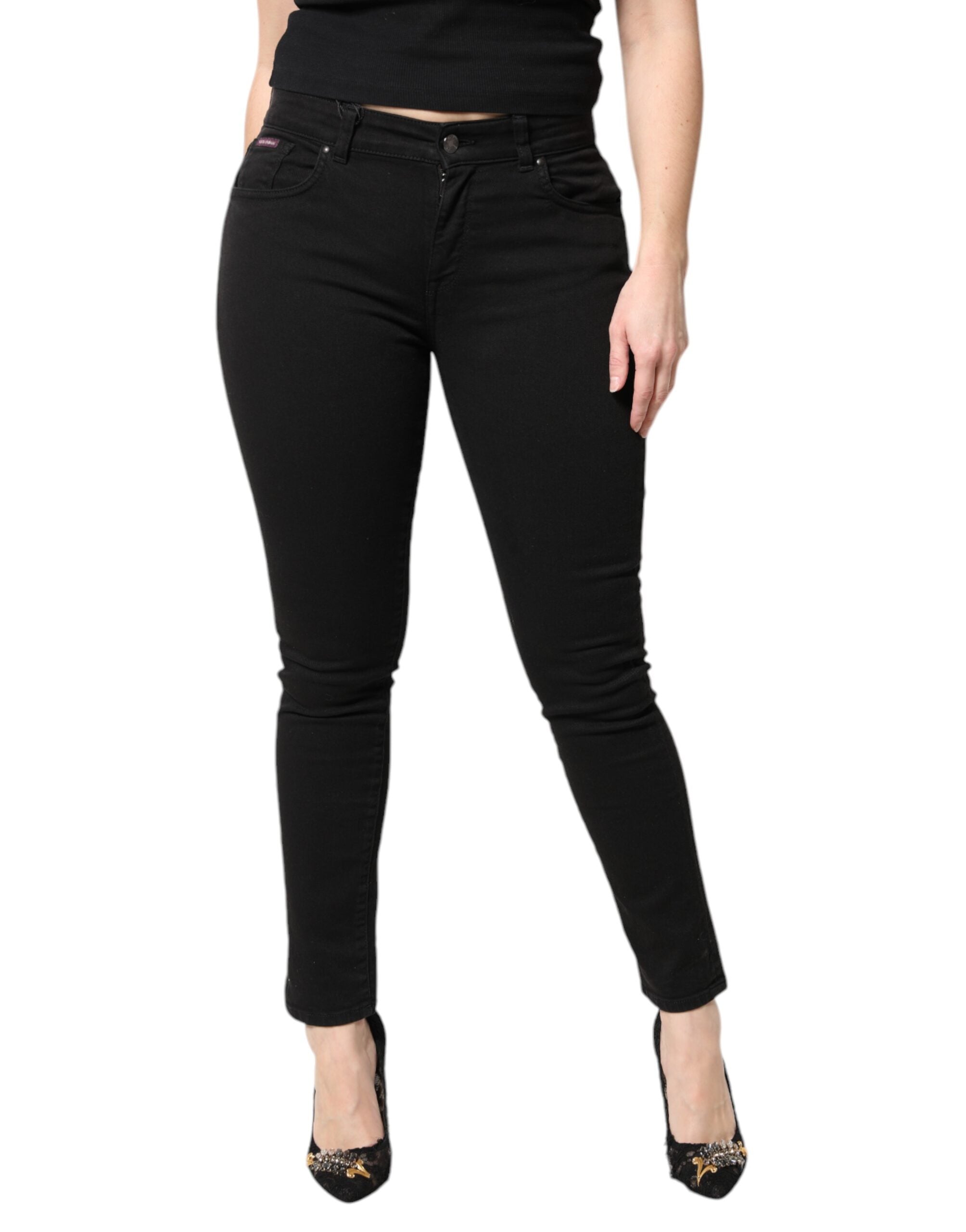 Dolce & Gabbana Black Mid-Rise Cotton Skinny Denim Jeans