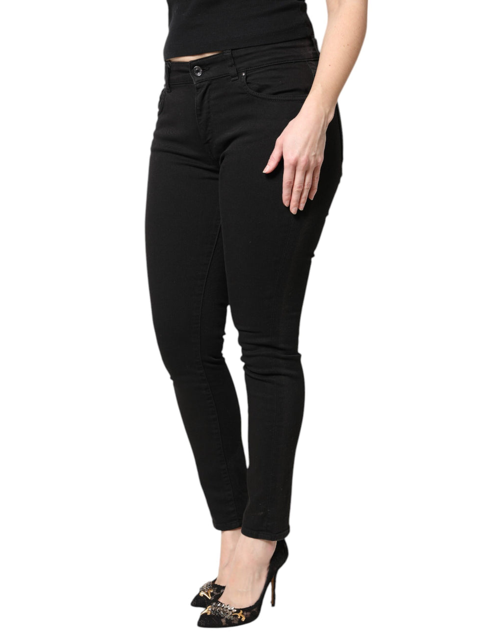 Dolce & Gabbana Black Mid-Rise Cotton Skinny Denim Jeans