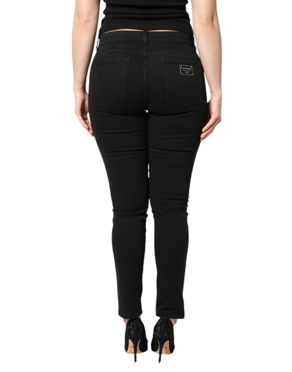 Dolce & Gabbana Black Mid-Rise Cotton Skinny Denim Jeans