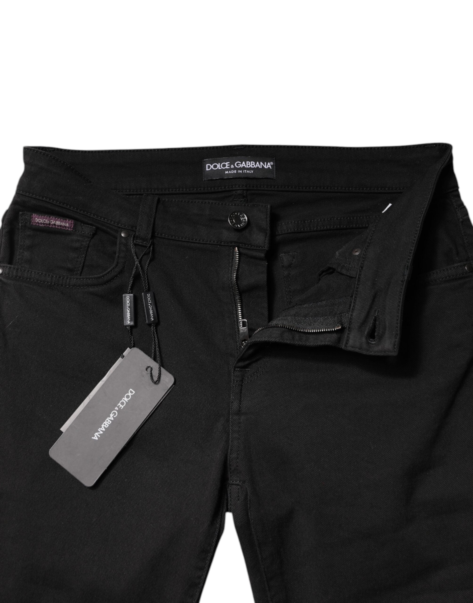 Dolce & Gabbana Black Mid-Rise Cotton Skinny Denim Jeans