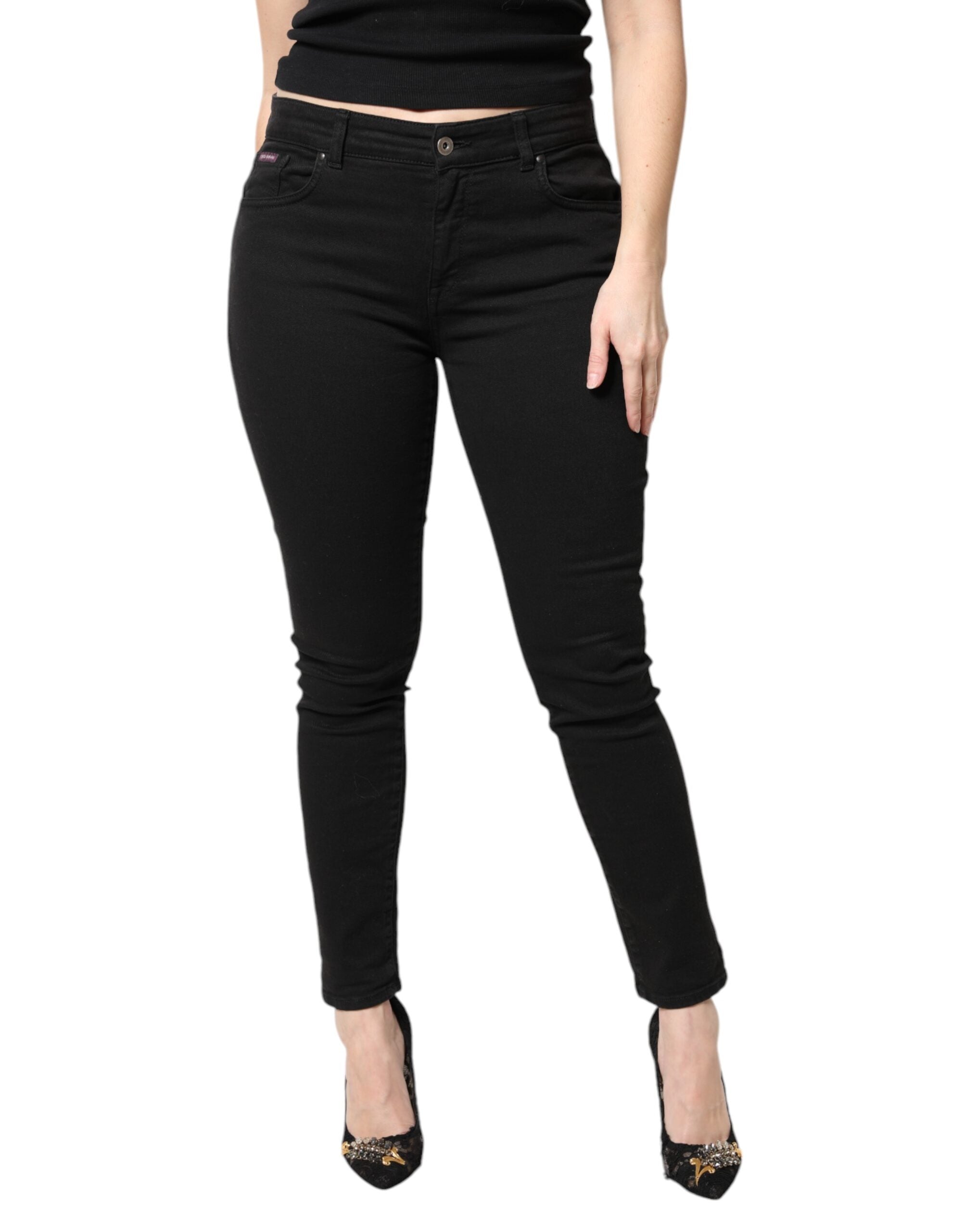 Dolce & Gabbana Black Mid-Rise Cotton Skinny Denim Jeans