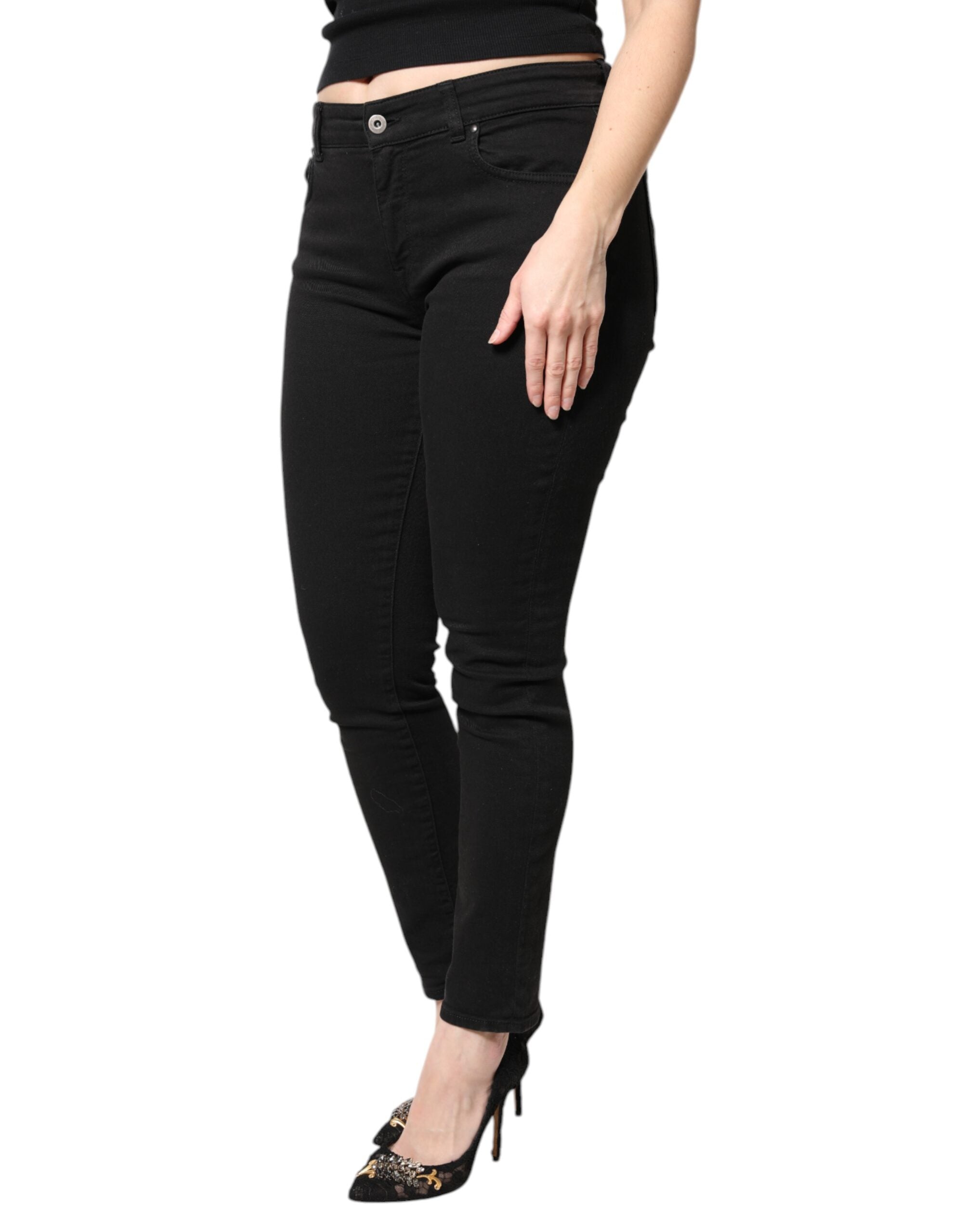 Dolce & Gabbana Black Mid-Rise Cotton Skinny Denim Jeans