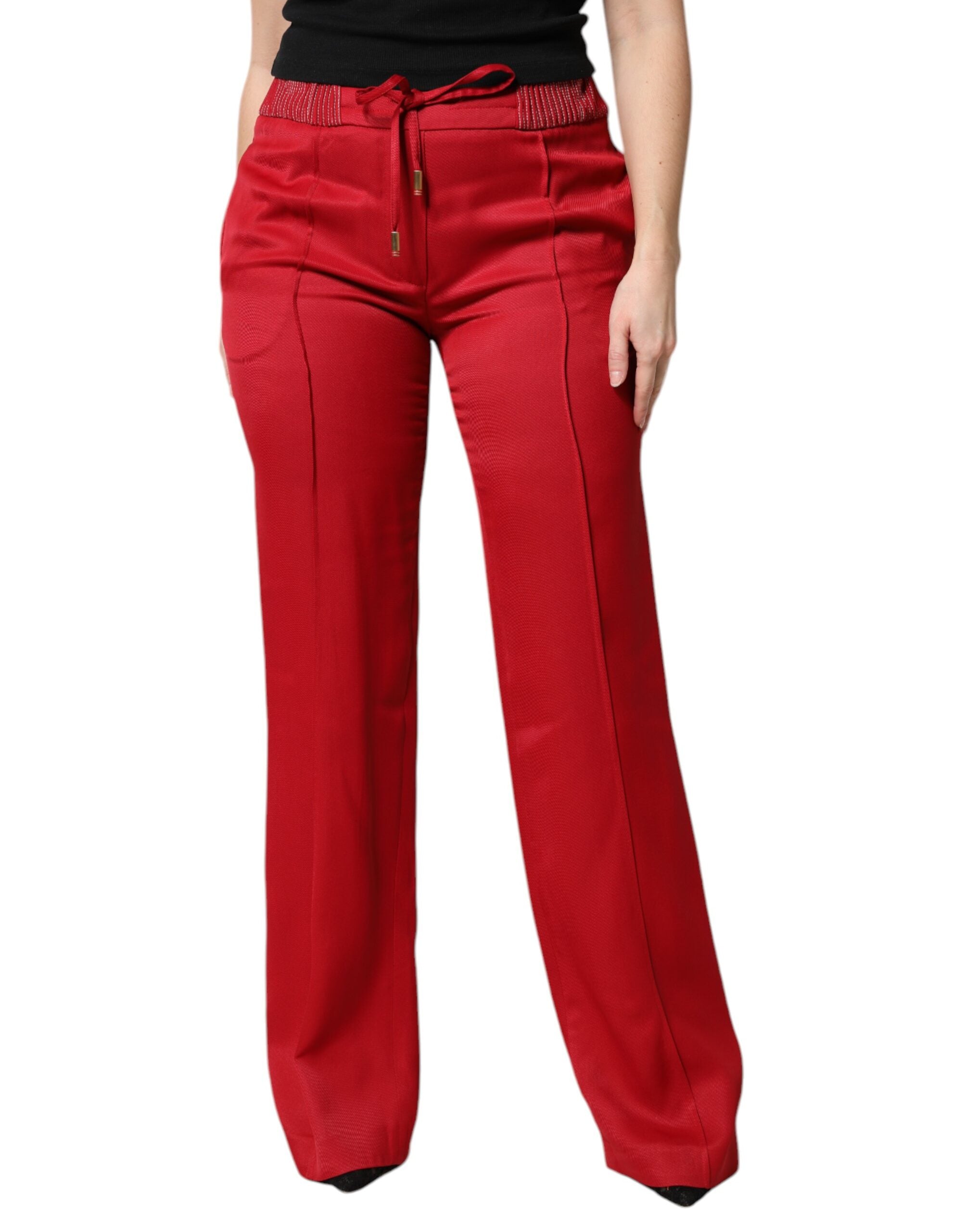Dolce & Gabbana Rote Viskose-Hose in gerader Passform