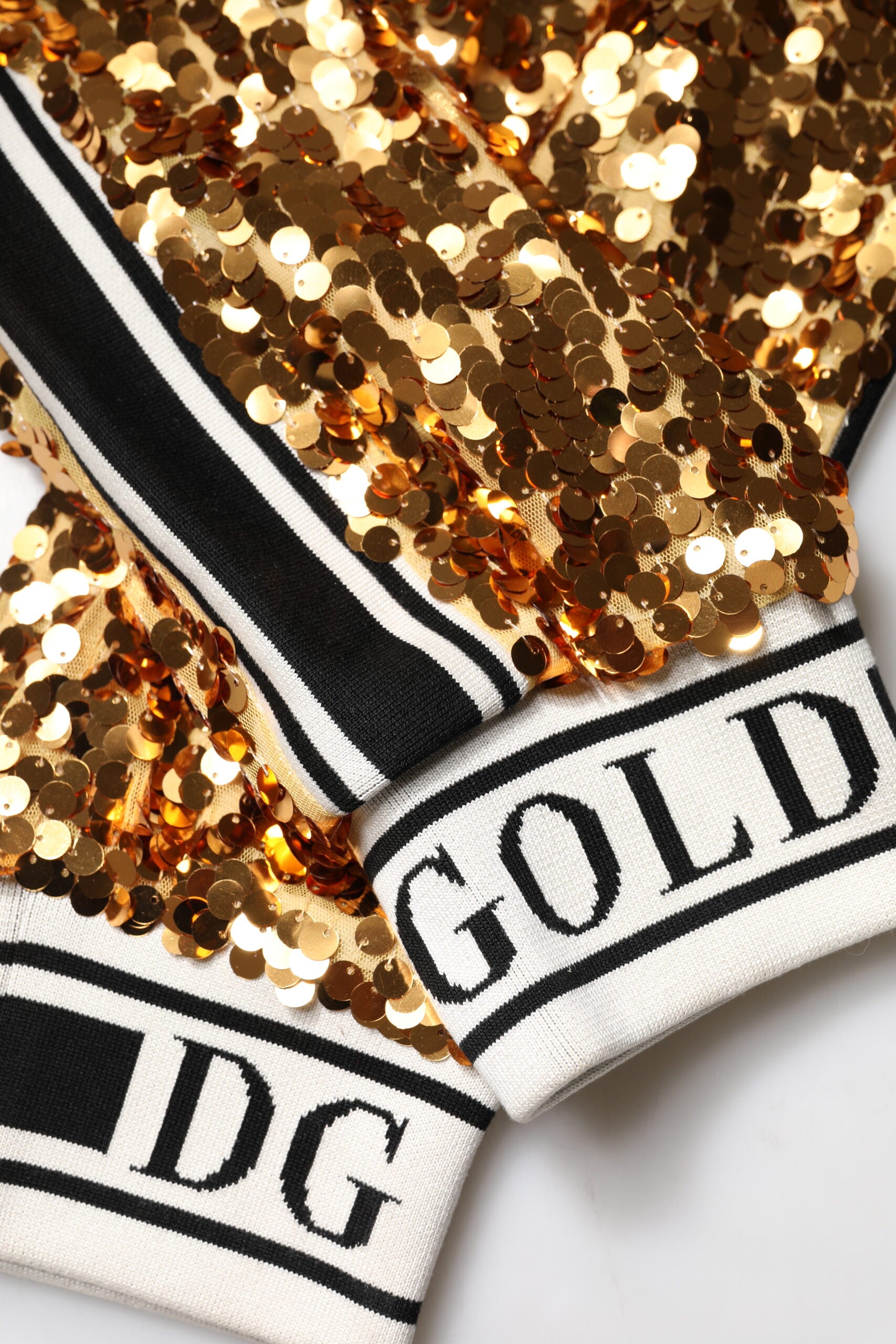 Dolce & Gabbana Metallic-Gold DG Logo Pailletten-Jogger-Hose