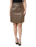 Dolce & Gabbana Brown Polyester Brocade A-Line Miniskirt